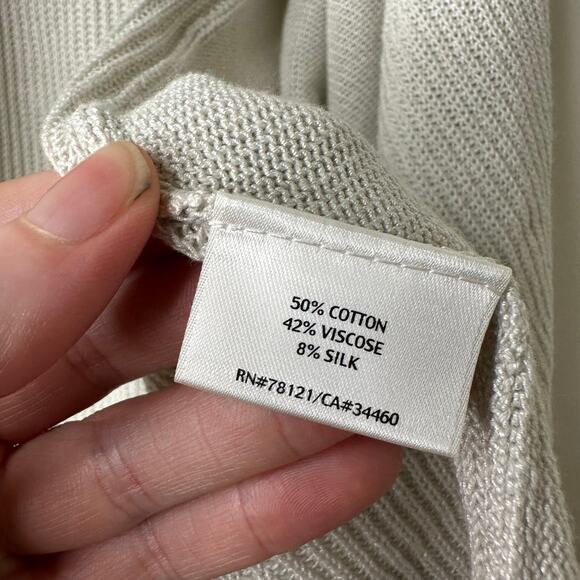 Sm Eileen Fisher Beige Silk Blend Waterfall Open Front Knit Vest Quiet Luxury - Picture 4 of 6